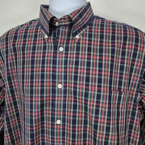 Lands End Mens 16-33 Plaid Button Down Shirt Long Sleeve No Iron  EUC